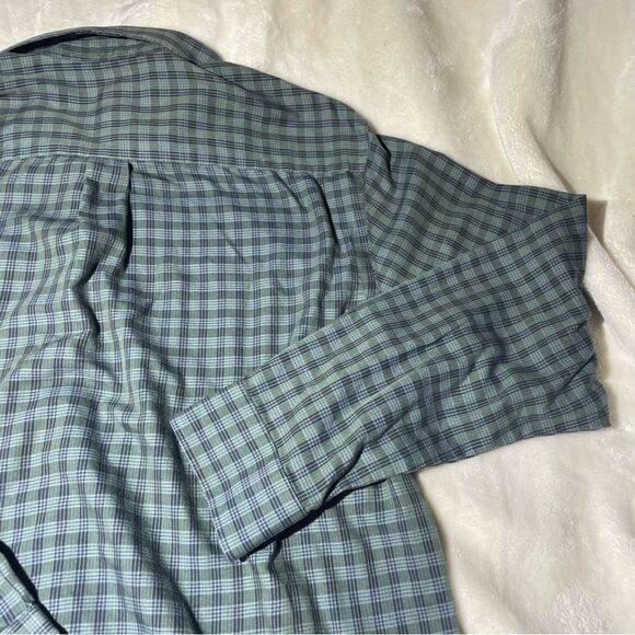 Men's 16-16 1/2 Neck Dark Green Plaid Button Down Dress Shirt - Large - Picture 7 of 11